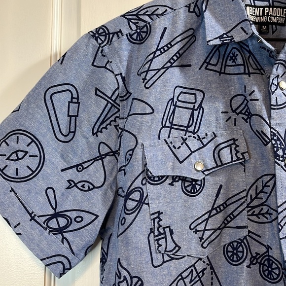 Bent Paddle Brewing Co Pearl Snap Button Down Outdoors Shirt - Size Medium - Picture 2 of 11